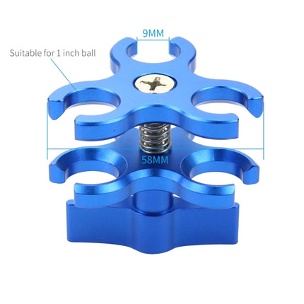 PULUZ Triple Ball Clamp Open Hole Diving Camera Bracket CNC Aluminum Spring Flashlight Clamp for Diving Underwater Photography System(Blue)-garmade.com