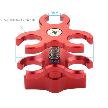 PULUZ Triple Ball Clamp Open Hole Diving Camera Bracket CNC Aluminum Spring Flashlight Clamp for Diving Underwater Photography System(Red)-garmade.com