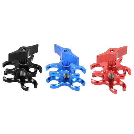 PULUZ Triple Ball Clamp Open Hole Diving Camera Bracket CNC Aluminum Spring Flashlight Clamp for Diving Underwater Photography System(Red)-garmade.com