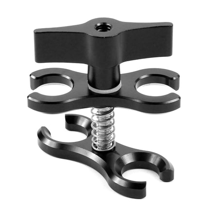 PULUZ Dual Ball Clamp Open Hole Diving Camera Bracket CNC Aluminum Spring Flashlight Clamp for Diving Underwater Photography System(Black)-garmade.com