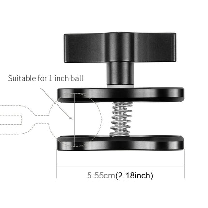 PULUZ Dual Ball Clamp Open Hole Diving Camera Bracket CNC Aluminum Spring Flashlight Clamp for Diving Underwater Photography System(Black)-garmade.com