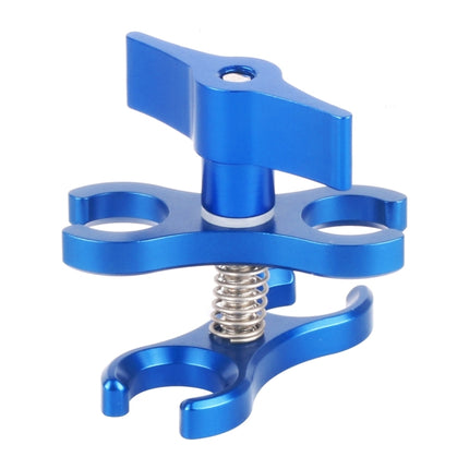 PULUZ Dual Ball Clamp Open Hole Diving Camera Bracket CNC Aluminum Spring Flashlight Clamp for Diving Underwater Photography System(Blue)-garmade.com
