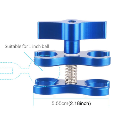 PULUZ Dual Ball Clamp Open Hole Diving Camera Bracket CNC Aluminum Spring Flashlight Clamp for Diving Underwater Photography System(Blue)-garmade.com