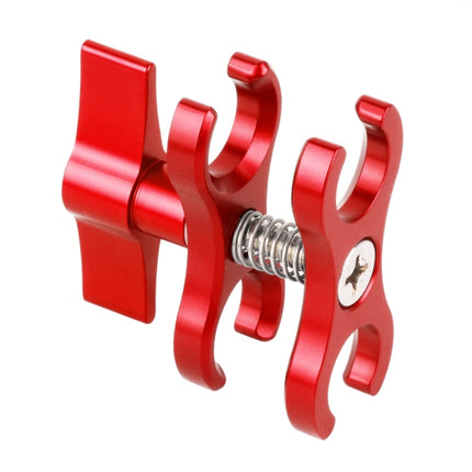 PULUZ Dual Ball Clamp Open Hole Diving Camera Bracket CNC Aluminum Spring Flashlight Clamp for Diving Underwater Photography System(Red)-garmade.com