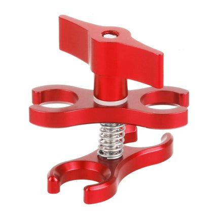 PULUZ Dual Ball Clamp Open Hole Diving Camera Bracket CNC Aluminum Spring Flashlight Clamp for Diving Underwater Photography System(Red)-garmade.com