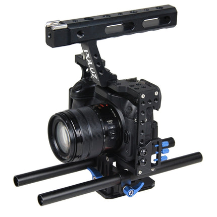 PULUZ Camera Cage Handle Stabilizer for Sony A7 & A7S & A7R, A7 II & A7R II & A7S II, A7R III & A7S III, A7R IV, A6000, A6500, A6300, Panasonic Lumix DMC-GH4(Blue)-garmade.com
