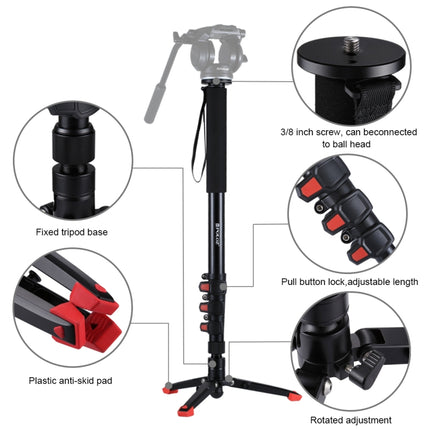 PULUZ Four-Section Telescoping Aluminum-magnesium Alloy Self-Standing Monopod with Support Base Bracket-garmade.com