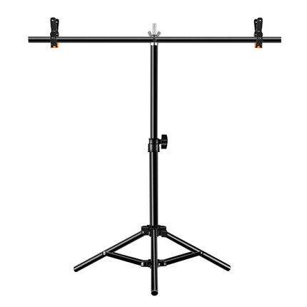 67cm T-Shape Photo Studio Background Support Stand Backdrop Crossbar Bracket with Clips, No Backdrop(Black)-garmade.com