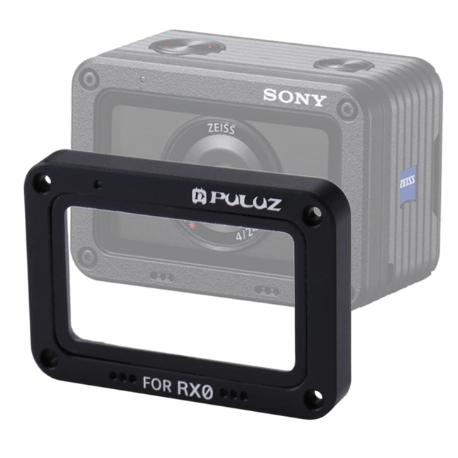 PULUZ Aluminum Alloy Flame + Tempered Glass Lens Protector for Sony RX0 / RX0 II, with Screws and Screwdrivers(Black)-garmade.com