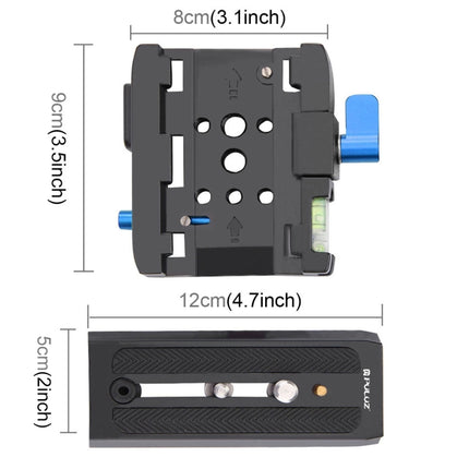 PULUZ Quick Release Clamp Adapter + Quick Release Plate for DSLR & SLR Cameras(Black)-garmade.com