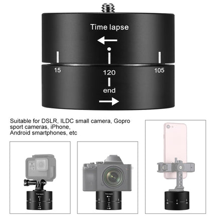 PULUZ 360 Degrees Panning Rotation 120 Minutes Time Lapse Stabilizer Tripod Head Adapter for GoPro HERO10 Black / HERO9 Black / HERO8 Black / HERO7 /6 /5 /5 Session /4 Session /4 /3+ /3 /2 /1, Xiaoyi and Other Action Cameras-garmade.com