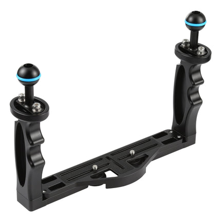 PULUZ Dual Handles Aluminium Alloy Tray Stabilizer for Underwater Camera Housings(Black)-garmade.com