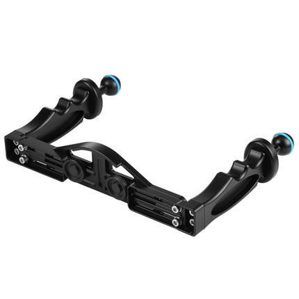 PULUZ Dual Handles Aluminium Alloy Tray Stabilizer for Underwater Camera Housings(Black)-garmade.com