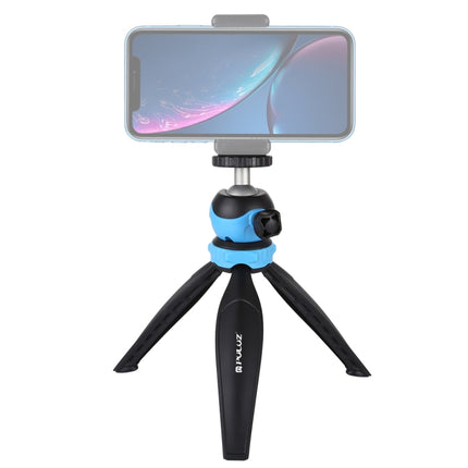 PULUZ 20cm Pocket Plastic Tripod Mount with 360 Degree Ball Head for Smartphones, GoPro, DSLR Cameras(Blue)-garmade.com