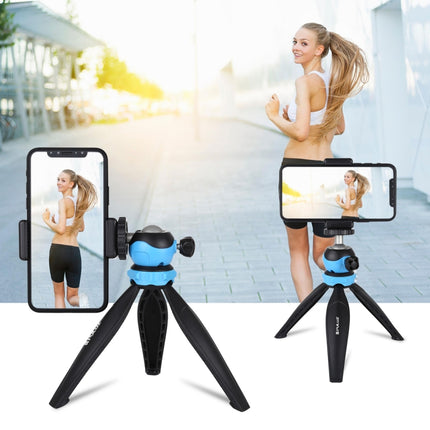PULUZ 20cm Pocket Plastic Tripod Mount with 360 Degree Ball Head for Smartphones, GoPro, DSLR Cameras(Blue)-garmade.com