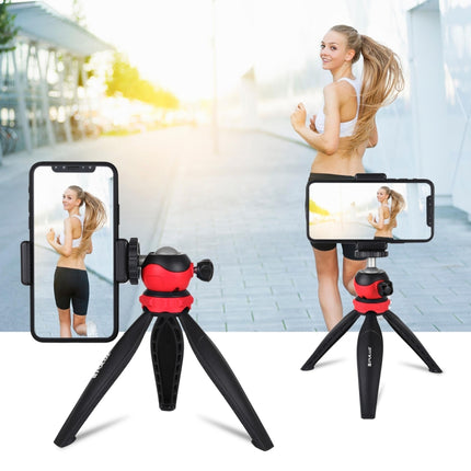 PULUZ 20cm Pocket Plastic Tripod Mount with 360 Degree Ball Head for Smartphones, GoPro, DSLR Cameras(Red)-garmade.com