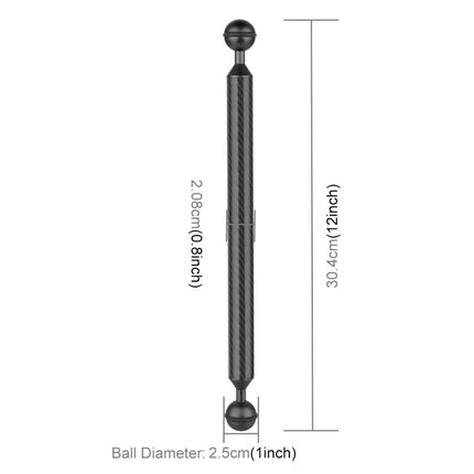 PULUZ 12 inch 30.4cm Length 20.8mm Diameter Dual Balls Carbon Fiber Floating Arm, Ball Diameter: 25mm(Black)-garmade.com
