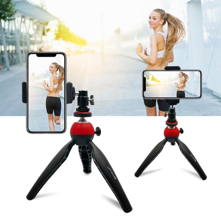 PULUZ Pocket Mini Tripod Mount with 360 Degree Ball Head for Smartphones, GoPro, DSLR Cameras(Red)-garmade.com