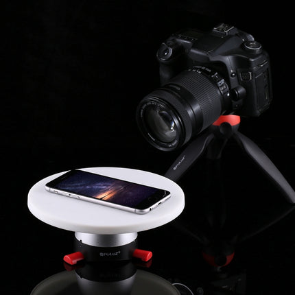 PULUZ Electronic 360 Degree Rotation Panoramic Tripod Head + Round Tray with Control Remote for Smartphones, GoPro, DSLR Cameras(Red)-garmade.com