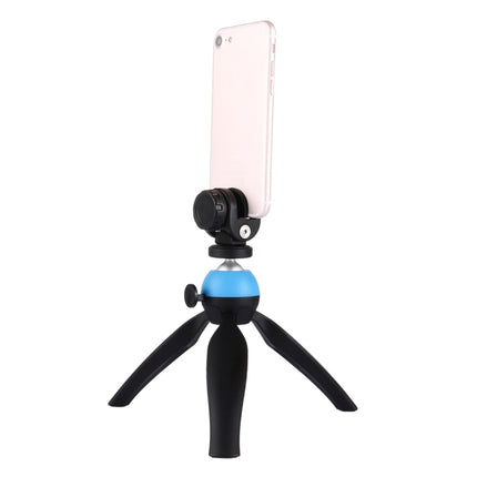 PULUZ Pocket Mini Tripod Mount with 360 Degree Ball Head & Phone Clamp for Smartphones(Blue)-garmade.com