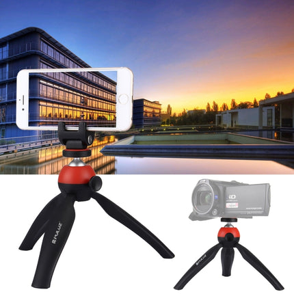 PULUZ Pocket Mini Tripod Mount with 360 Degree Ball Head & Phone Clamp for Smartphones(Red)-garmade.com