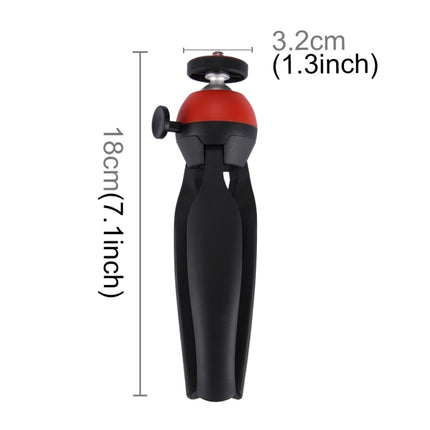 PULUZ Pocket Mini Tripod Mount with 360 Degree Ball Head & Phone Clamp for Smartphones(Red)-garmade.com