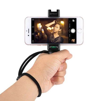 PULUZ Vlogging Live Broadcast Handheld Grip Selfie Rig Stabilizer ABS Tripod Adapter Mount with Cold Shoe Base & Wrist Strap-garmade.com