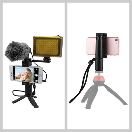 PULUZ Vlogging Live Broadcast Handheld Grip Selfie Rig Stabilizer ABS Tripod Adapter Mount with Cold Shoe Base & Wrist Strap-garmade.com