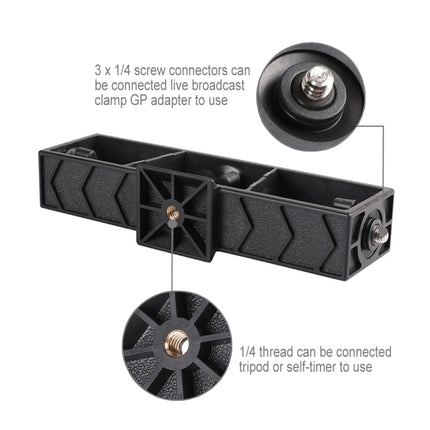PULUZ Live Broadcast Multi-camera Stand Clip Bracket Holder with 3 x 1/4 inch Threads Screw(Black)-garmade.com