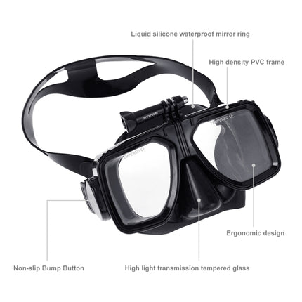 PULUZ Water Sports Diving Equipment Diving Mask Swimming Glasses for GoPro HERO10 Black / HERO9 Black / HERO8 Black / HERO7 /6 /5 /5 Session /4 Session /4 /3+ /3 /2 /1, Insta360 ONE R, DJI Osmo Action and Other Action Cameras(Black)-garmade.com