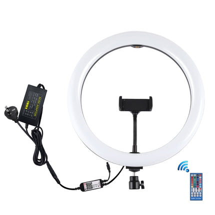 PULUZ 11.8 inch 30cm RGB Dimmable LED Ring Vlogging Selfie Photography Video Lights with Cold Shoe Tripod Ball Head & Phone Clamp (Black)(AU Plug)-garmade.com