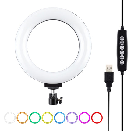 PULUZ 6.2 inch 16cm USB 10 Modes 8 Colors RGBW Dimmable LED Ring Vlogging Photography Video Lights with Tripod Ball Head(Black)-garmade.com