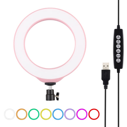 PULUZ 6.2 inch 16cm USB 10 Modes 8 Colors RGBW Dimmable LED Ring Vlogging Photography Video Lights with Tripod Ball Head(Pink)-garmade.com