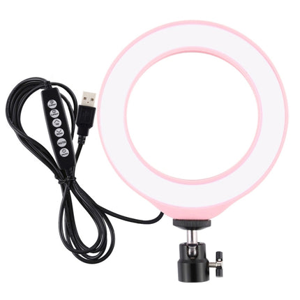 PULUZ 6.2 inch 16cm USB 10 Modes 8 Colors RGBW Dimmable LED Ring Vlogging Photography Video Lights with Tripod Ball Head(Pink)-garmade.com