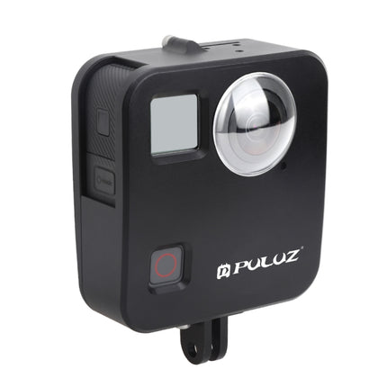PULUZ for GoPro Fusion Housing Shell CNC Aluminum Alloy Protective Cage with Basic Mount & Lens Caps(Black)-garmade.com