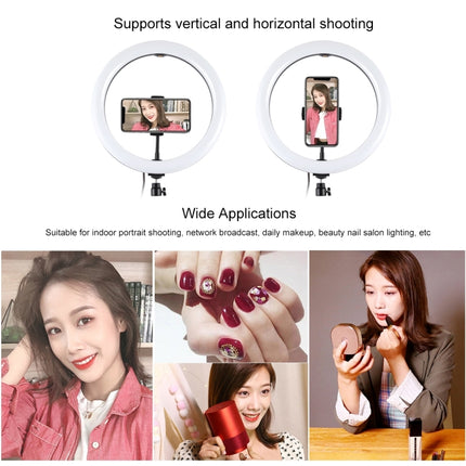 PULUZ 11.8 inch 30cm RGB Dimmable LED Dual Color Temperature LED Curved Diffuse Light Ring Vlogging Selfie Photography Video Lights with Tripod Ball Head & Phone Clamp & Remote Control(Black)-garmade.com