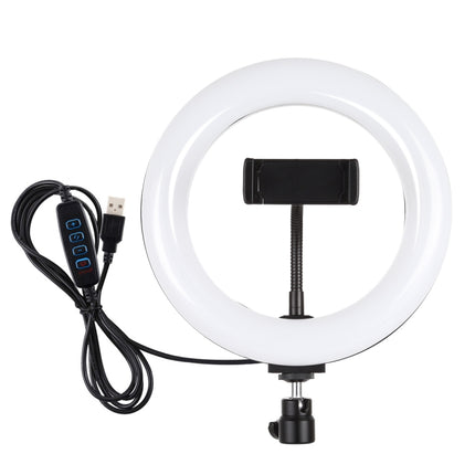 PULUZ 7.9 inch 20cm USB 3 Modes Dimmable Dual Color Temperature LED Curved Light Ring Vlogging Selfie Photography Video Lights with Phone Clamp(Black)-garmade.com