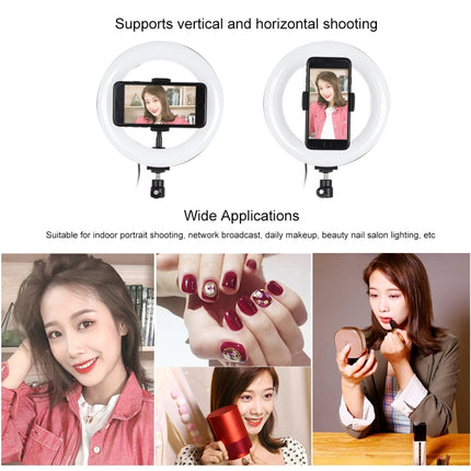 PULUZ 7.9 inch 20cm USB 3 Modes Dimmable Dual Color Temperature LED Curved Light Ring Vlogging Selfie Photography Video Lights with Phone Clamp(Black)-garmade.com