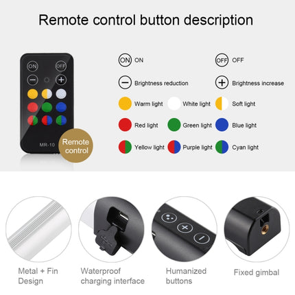 PULUZ RGB Colorful Photo LED Stick Adjustable Color Temperature Handheld LED Fill Light with Remote Control(Black)-garmade.com
