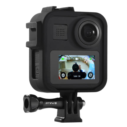 PULUZ ABS Plastic Shockproof Side Frame Mount Protective Case with Base & Long Screw for GoPro Max(Black)-garmade.com