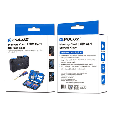 PULUZ 27 in 1 Memory Card Case for 4CF + 8SD + 9TF + 1Card PIN + 1Standard SIM + 2Micro-SIM + 2Nano-SIM-garmade.com