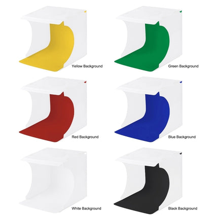 [US Warehouse] PULUZ 20cm Folding Portable 550LM Light Photo Lighting Studio Shooting Tent Box Kit with 6 Colors Backdrops (Black, White, Yellow, Red, Green, Blue), Unfold Size: 24cm x 23cm x 22cm-garmade.com