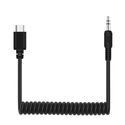 PULUZ 3.5mm TRRS Male to Type-C / USB-C Male Live Microphone Audio Adapter Spring Coiled Cable for DJI OSMO Pocket / DJI Pocket 2, Samsung, Huawei and Smartphones, Cable Stretching to 100cm(Black)-garmade.com