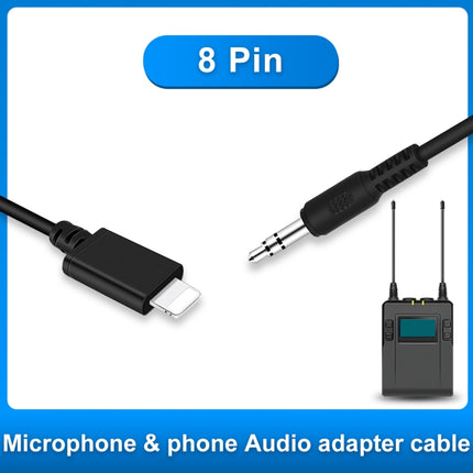 PULUZ 3.5mm TRRS Male to 8 Pin Male Live Microphone Audio Adapter Spring Coiled Cable for iPhone, Cable Stretching to 100cm(Black)-garmade.com