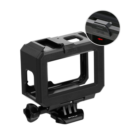 PULUZ For GoPro HERO10 Black / HERO9 Black ABS Plastic Border Frame Mount Protective Case with Buckle Basic Mount & Screw (Black)-garmade.com