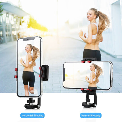 PULUZ 360 Degree Rotating Horizontal Vertical Shooting Phone ABS Clamp Holder Bracket For iPhone, Galaxy, Huawei, Xiaomi, Sony, HTC, Google and other Smartphones (Black)-garmade.com