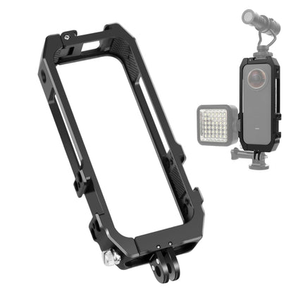 PULUZ Protective Cage Rig Housing Frame with Cold Shoe Mounts & Magnetic Folding Tripod Adapter for Insta360 ONE X2(Black)-garmade.com