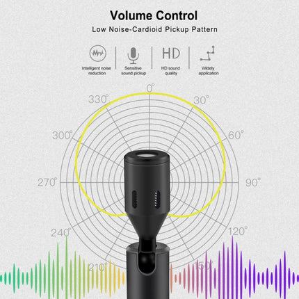 PULUZ 8PIN Jack Mobile Phone Omnidirectional Condenser Adjustable Microphone(Black)-garmade.com
