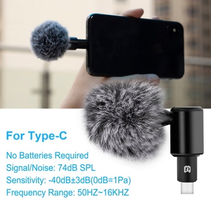 PULUZ USB-C / Type-C Jack Mobile Phone Omnidirectional Condenser Adjustable Microphone(Black)-garmade.com