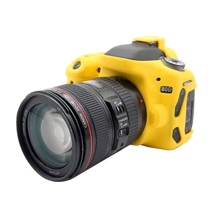 PULUZ Soft Silicone Protective Case for Canon EOS 80D(Yellow)-garmade.com